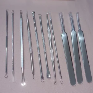 11Pcs Ingrown Hair Tweezers Acne Blackhead Removal Needles Black Dots Cleaner Pore Cleaner Deep Cleansing Face Skin Care Tools