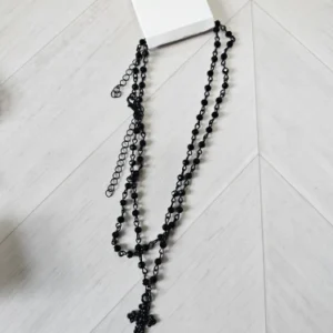 2Pcs/Set Gothic Black Cross Jesus Pendant Choker Necklace for Women Punk Vintage Metal Beads Chain Neck Jewelry Accessories New