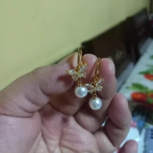 Butterfly Zircon Stainless Steel Pearl Earrings For Women Gold Plated Piercing Earring Aesthetic Luxury Jewelry Gift 2023 New
