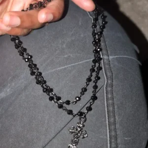 2Pcs/Set Gothic Black Cross Jesus Pendant Choker Necklace for Women Punk Vintage Metal Beads Chain Neck Jewelry Accessories New