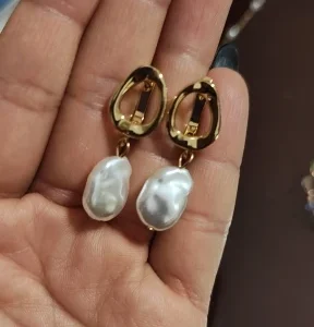 Irregular Pearl Earrings For Women Stainless Steel Round Pearl Circle Ear Clip Earring Women Jewelry Gift Mujer Accessories