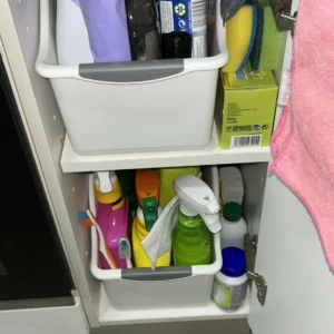 Cabinet Organizer with Wheels Large Storage Bins Adjustable Shelves Narrow Spaces Multi Use Kitchen Home Organization Box
