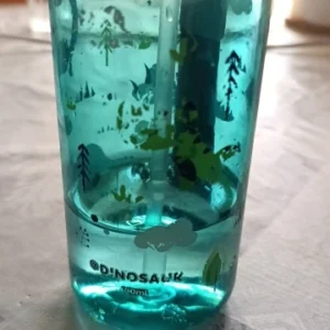 600ml Water Bottle With Silicone Straw, Portable Leakproof Bpa-free Dinosaur Rabbit Kids Cup Outdoor Camping Traveling Bottle