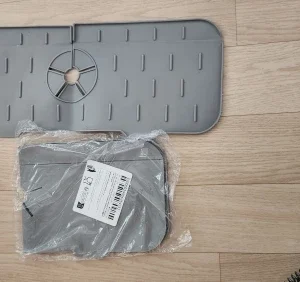 1PC Grey 37X14CM Kitchen Faucet Absorbent Mat Sink Splash Guard Silicone Drainage Drying Pad Countertop Protection