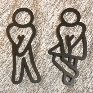 Funny Bathroom Signs for Men Women Creative 2D Flat Restroom Door Decor Restaurant Hotel Cafe Toilet Signage Wall Sticker