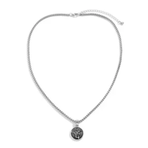 Vintage Simple Alien Human Coin Pendant Choker Necklace for Men Trendy Punk Long Chain on the Neck Jewelry Accessories Male Gift