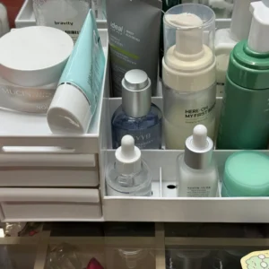 1pc White New Drawer Makeup Storage Box Dormitory Finishing Plastic Shelf Cosmetics Skin Care Dressing Table Desktop