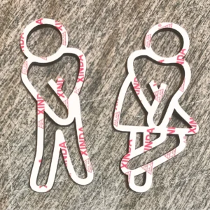 Funny Bathroom Signs for Men Women Creative 2D Flat Restroom Door Decor Restaurant Hotel Cafe Toilet Signage Wall Sticker