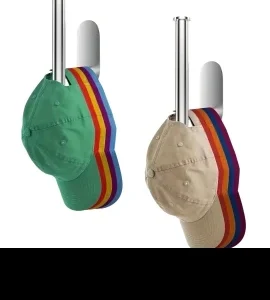 1/2pcs Stainless Steel Baseball Cap Hanger - Wall Mounted Hat Organizer With Punch-Free Design